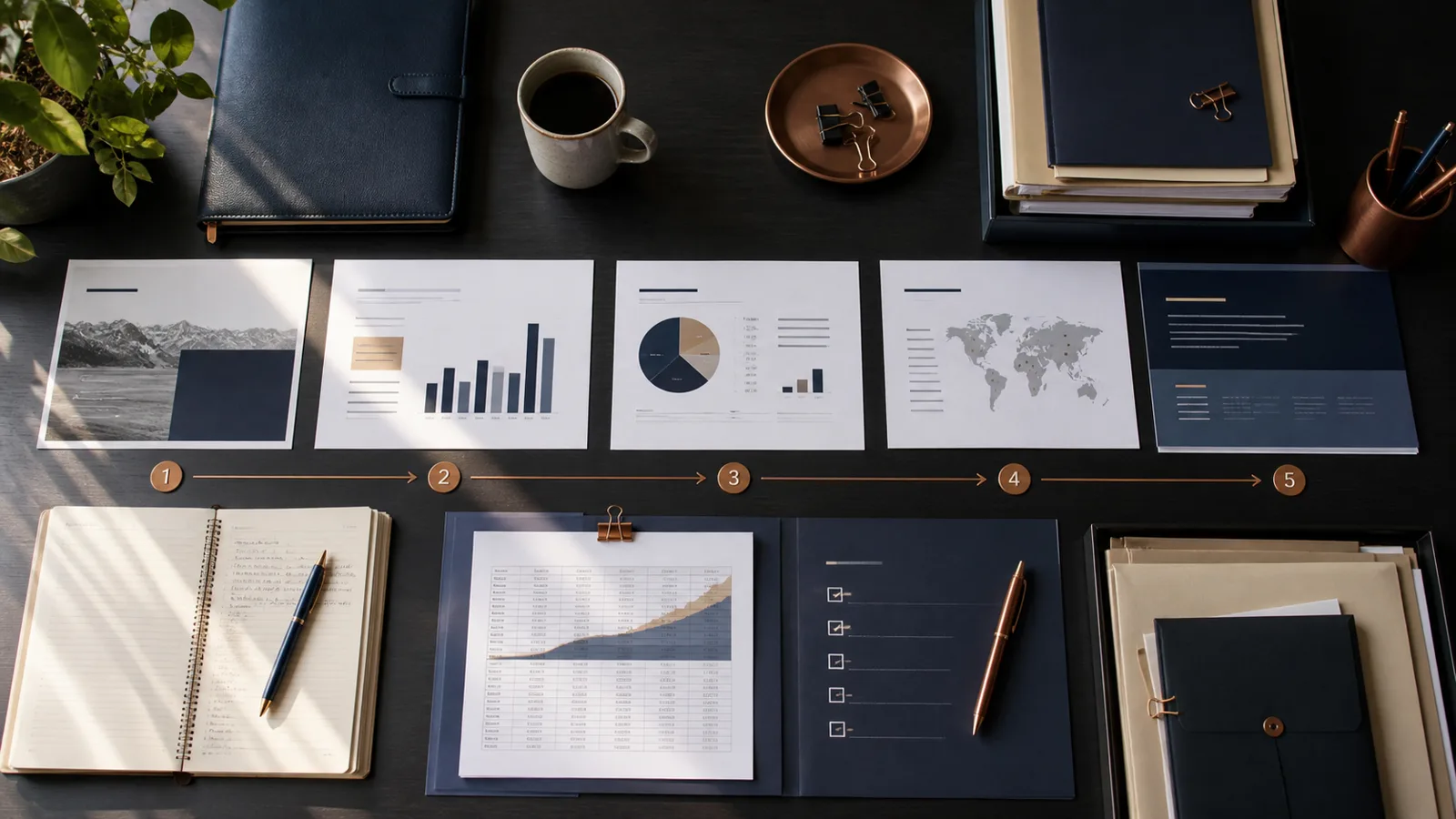 An organized startup fundraising planning workspace